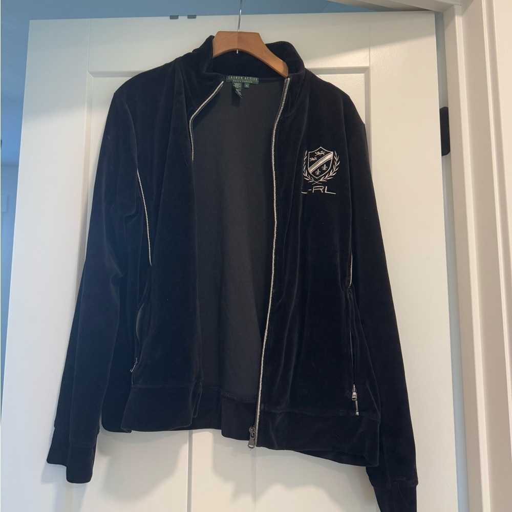 Vintage Lauren Active Ralph Lauren Black Velour jacket size XL